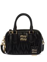 Miu Miu sac à main matelassé à plaque logo - Noir