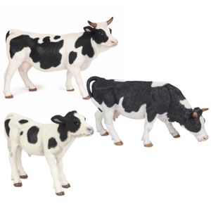 Setje van 3x plastic speelgoed figuren dieren koeien 10-14 cm