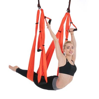 6 behandelt bodybuilding hand stand inelasticiteit luchtfoto yoga hangmat (oranje)