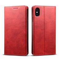 Suteni kalf textuur horizontale Flip lederen case voor iPhone XS Max met houder & kaartsleuven & portemonnee (rood)