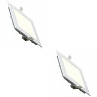 LED Downlight Slim 2 Pack - Inbouw Vierkant 15W - Natuurlijk Wit 4200K - Mat Wit Aluminium - 195mm