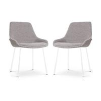 Nolon Nora-Isa Eetkamerstoelen Set van 2 - Bouclé Taupe - Wit