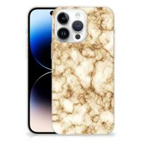 iPhone 14 Pro Max | TPU | Siliconen hoesje | Marmer Goud