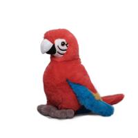 Inware Pluche papegaai - knuffeldier - rood/blauw - 20 cm - knuffels