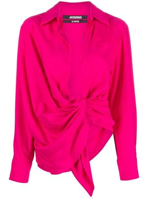 Jacquemus chemise nouée à manches longues - Rose