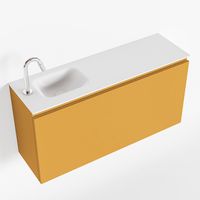 Toiletmeubel Mondiaz Olan | 100 cm | Meubelkleur Ocher | Lex wastafel Talc Links | 1 kraangat