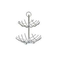 Fruitschaal - zilver - metaal - 36 cm - 2 laags - rond - fruitmand