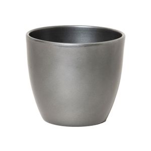 Bloempot glanzend zilver metallic keramiek voor kamerplant H25 x D28 cm   -