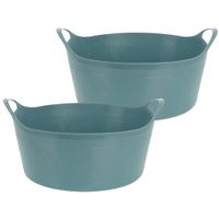 Flexibele emmer - 2x - groen - 15 liter - kunststof - 39 x 17 cm