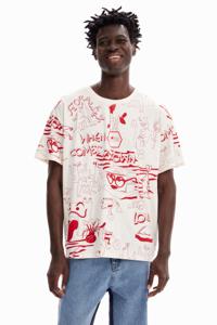 Oversized T-shirt met print - RED - S