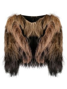 Gucci Pre-Owned manches ornées de plumes à design bicolore (années 2010) - Marron