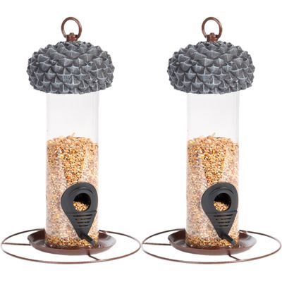 2x stuks vogel voedersilo met eikeldeksel metaal/pvc 27 cm