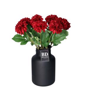 Bellatio Design Kunstbloemen boeket Dahlia - 10x - 50 cm - bordeaux rood - kunst zijdebloemen