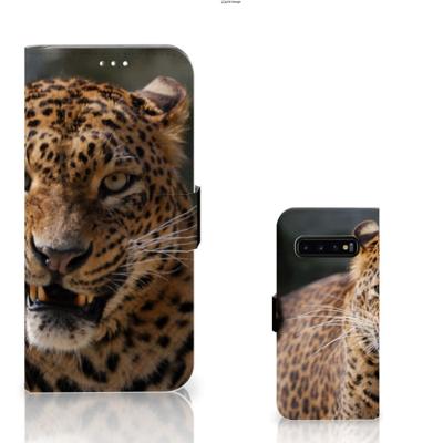 Samsung Galaxy S10 Plus | Telefoonhoesje | Met pasjeshouder | Luipaard
