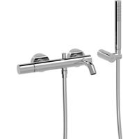 Badkraan Tres Study | Opbouw | Mengkraan | Incl.Handdoucheset | 2-weg | hoh 15 cm | 1-knop | Rond | Chroom