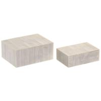 Doos-Juwelenkistje Home ESPRIT Wit Hars Mangohout 18 x 13 x 7,5 cm (2 Onderdelen)