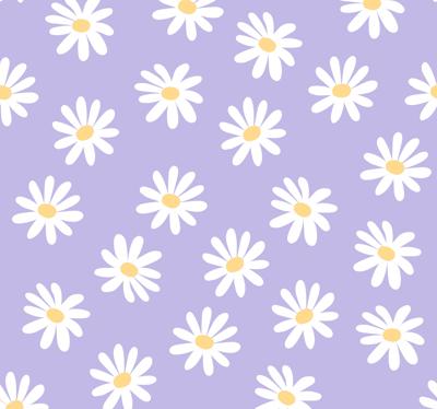 Behang bloemen Witte eenvoudige bloemen op lila