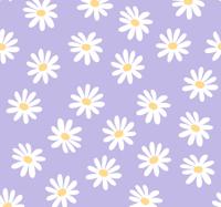 Behang bloemen Witte eenvoudige bloemen op lila