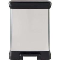 Rechthoekige prullenbak - DECO BIN - CURVER - 50L - Elegant design - 39 x 29 x 51 cm - Metallic grijs