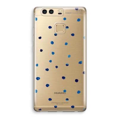 Blauwe stippen: Huawei P9 Transparant Hoesje