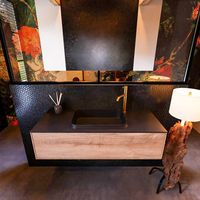 Badkamermeubelset Mondiaz Erin 120 cm met 1 Lade met RIDGE Wastafel Midden Urban met 1 kraangat Greeploos Mat Washed Oak