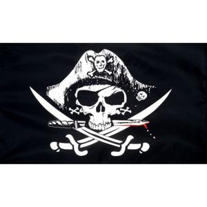 Crossed Sabres piratenvlag - 150 x 90 cm - Piraten thema versiering vlaggen - zwart