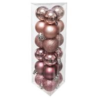 Atmosphera Kerstballen - 18x - roze - mix - kunststof - 3 cm