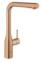 Keukenmengkraan GROHE Essence New L-Uitloop Uittrekbare Dual Spray Warm Sunset Geborsteld