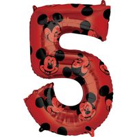 Folieballon Cijfer 5 Mickey Mouse Rood (66cm)