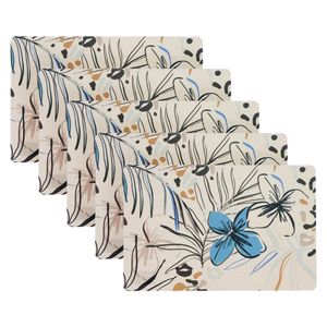 Placemat/onderlegger - 10x - blad/bloem motief - 44 x 28 cm - tafeldecoratie