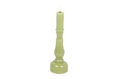 Countryfield kandelaar en ledkaars D 7,5 x H 24 cm groen