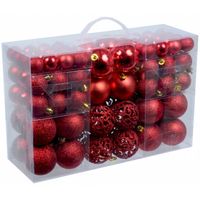 Kerstballen pakket met 100 rode voordelige kerstballen - Kerstbal - thumbnail