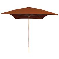 Parasol met houten paal 200x300 cm terracottakleurig