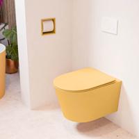 Wandcloset Mondiaz Lavie | Zonder spoelrand | Incl.Toiletzitting-Ocher | Keramiek | Ocher (geel)