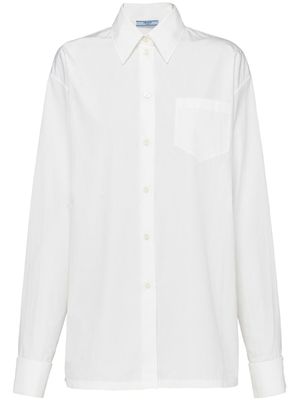 Prada chemise en popeline à plaque logo - Blanc