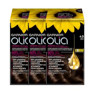 Garnier Olia permanente haarkleuring - 4.0 Donkerbruin - 3 stuks multiverpakking
