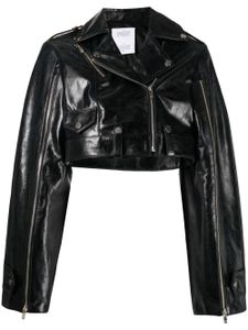 Rokh veste de moto crop en cuir - Noir