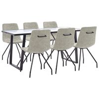 vidaXL 7-delige Eethoek kunstleer grijs - thumbnail