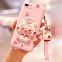 iPhone 7 & 8 Super schattig 3D stijl Siliconen back cover Hoesje met draagriem (roze)