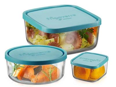 Bormioli Rocco Vershoudbakjes Frigoverre - Glas - Blauw - 3 stuks