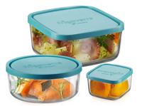 Bormioli Rocco Vershoudbakjes Frigoverre - Glas - Blauw - 3 stuks Bormioli Rocco Vershoudbakjes Frigoverre - Glas - Blauw - 3 stuks