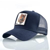 Katoenen geborduurde dierlijke Baseballcap (blauwe Tiger)