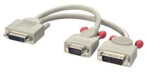 Lindy DVI-I/DVI-D + VGA Monitor Cable DVI kabel 0,2 m Grijs