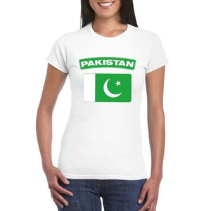 T-shirt met Pakistaanse vlag wit dames