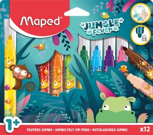 Maped viltstift Jungle Fever Jumbo, etui van 12 stuks, assorti