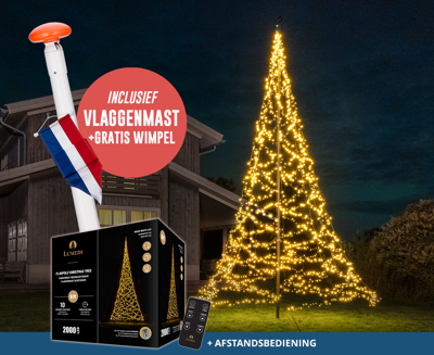 Polyester vlaggenmast 12 meter + kerstverlichting Polyester vlaggenmast 12 meter + kerstverlichting