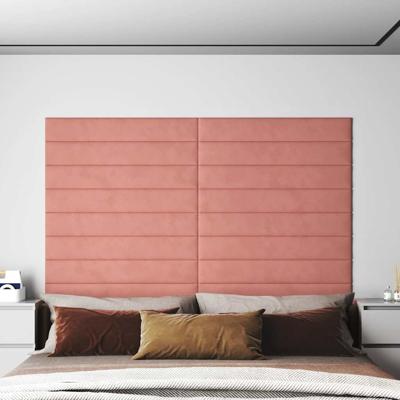 Wandpanelen 12 st 1,62 m 90x15 cm fluweel roze