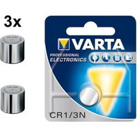 3 Stuks - Varta Professional Electronics CR 1/3 N 6131 170mAh 3V knoopcelbatterij - thumbnail