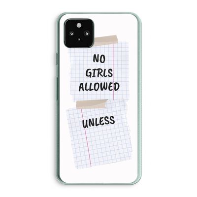 No Girls Allowed Unless: Google Pixel 5a 5G Transparant Hoesje