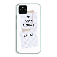No Girls Allowed Unless: Google Pixel 5a 5G Transparant Hoesje
